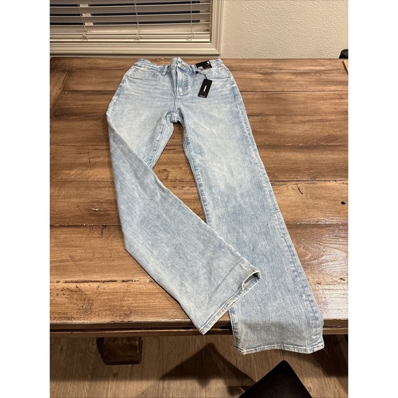 Express Denim - Express Jeans Womens 6/8/10 90s Slim Super High Rise Denim Light Wash Straight